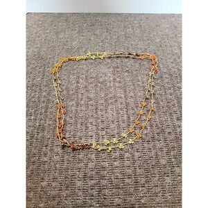 Vintage Necklace Crocheted Chain Yellow, Orange, And Brown Beads